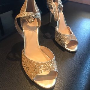 Gold sparkles 3 inch heeled sandals